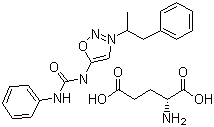 3-(1-甲基-2-苯基乙基)-5-[[(苯基氨基)甲酰]氨基]-1,2,3-恶二唑 L-谷氨酸