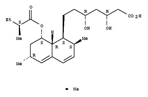 洛伐他汀钠; 1,2,6,7,8,8a-六氢-2,6-二甲基-8-(2-甲基丁酰氧基)-1-萘-3',5'-二羟基庚酸钠盐