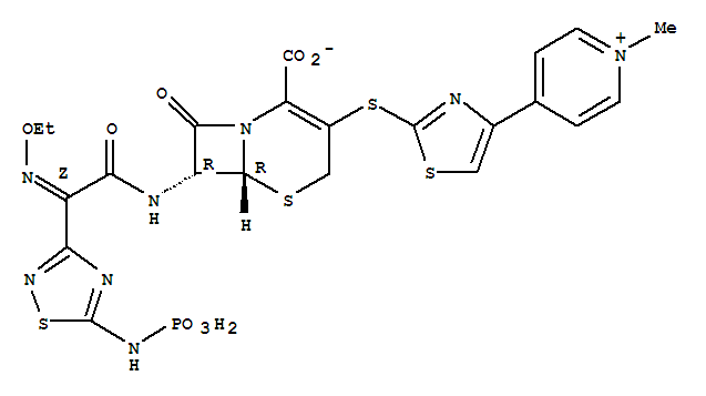 4-[2-[[(6R,7R)-2-羧基-7-[[(2Z)-(乙氧基亚氨基)[5-(膦酰氨基)-1,2,4-噻二唑-3-基]乙酰基]氨基]-8-氧代-5-硫杂-1-氮杂双环[4.2.0]辛-2-烯-3-基]硫基]-4-噻唑基]-1-甲基吡啶内盐