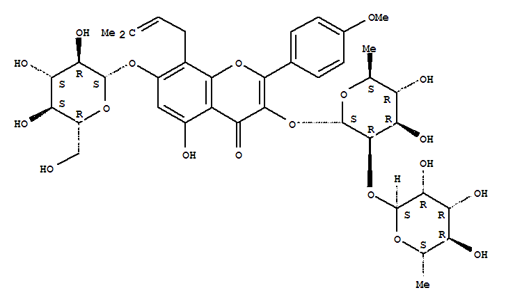 3-(((2S,3R,4R,5R,6S)-4,5-二羟基-6-甲基-3-(((2S,3R,4R,5R,6S)-3,4,5-三羟基-6-甲基四氢-2H-吡喃-2-基)氧基)四氢-2H-吡喃-2-基)氧基)-5-羟基-2-(4-甲氧基苯基)-8-(3-甲基丁-2-烯- 1-基)-7-(((2S,3R,4S,5S,6R)-3,4,5-三羟基-6-(羟甲基)四氢-2H-吡喃-2-基)氧基)-4H-苯并吡喃-4-酮