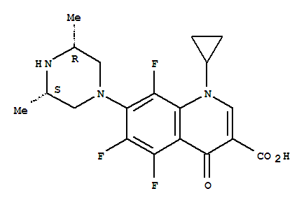 奥比沙星; 1-环丙基-5,6,8-三氟-7-(顺式-3,5-二甲基哌嗪)-1,4-二氢-4-氧代喹啉-3-羧酸
