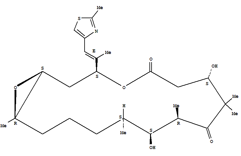 帕土匹龙; 埃坡霉素 B; (1S,3S,7S,10R,11S,12S,16R)-7,11-二羟基-8,8,10,12,16-五甲基-3-[(1E)-1-甲基-2-(2-甲基-4-噻唑基)乙烯基]-4,17-二氧杂双环[14.1.0]十七烷-5,9-二酮