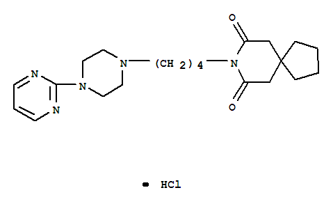 盐酸丁螺环酮; 丁螺环酮盐酸盐; N-[4-[4-(2-嘧啶基)-1-哌嗪基]丁基]-8-氮杂螺[4,5]癸烷-7,9-二酮盐酸盐