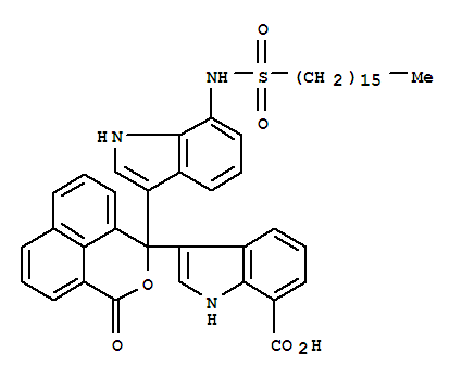 3-(1-(7-((十六烷基磺酰基)氨基)-1H-吲哚-3-基)-3-氧代-1H,3H-萘并(1,8-cd)吡喃-1-基)-1H-吲哚-7-羧酸