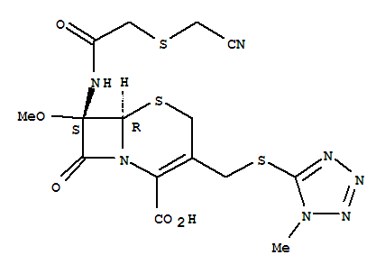 头孢美唑; (6R-cis)-7-[[[(氰甲基)硫]乙酰]氨基]-7-甲氧基-3-[[(1-甲基-1H-四唑-5-基)硫]甲基]-8-氧代-5-硫杂-1-氮杂双环[4.2.0]辛-2-烯-2-羧酸