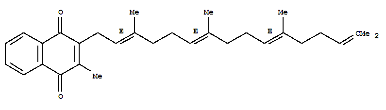 四烯甲萘醌; 维生素 K2; 2-甲基-3-[(2E,6E,10E)-3,7,11,15-四甲基十六碳-2,6,10,14-四烯基]萘-1,4-二酮