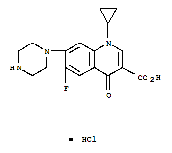 环丙沙星盐酸盐; 环丙氟哌酸盐酸盐; 1-环丙基-6-氟-1,4-二氢-4-氧代-7(1-哌嗪基)-3-喹啉羧酸盐酸盐