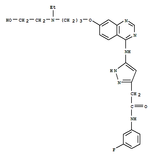2-(5-((7-(3-(乙基(2-羟乙基)氨基)丙氧基)喹唑啉-4-基)氨基)-1H-吡唑-3-基)-N-(3-氟苯基)乙酰胺