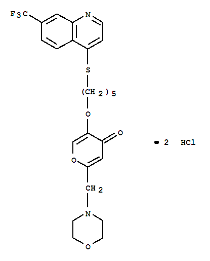 2-(吗啉-4-基甲基)-5-((5-((7-(三氟甲基)喹啉-4-基)硫基)戊基)氧基)-4H-吡喃-4-酮二盐酸盐