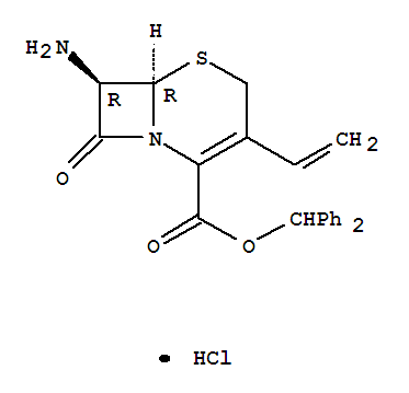 7-氨基-3-乙烯基-3-头孢-4-羧酸二苯甲酯盐酸盐; 7-氨基-3-乙烯基-8-氧代-5-硫-1-氮杂双环[4.2.0]辛-2-烯-2-羧酸二苯甲酯盐酸盐