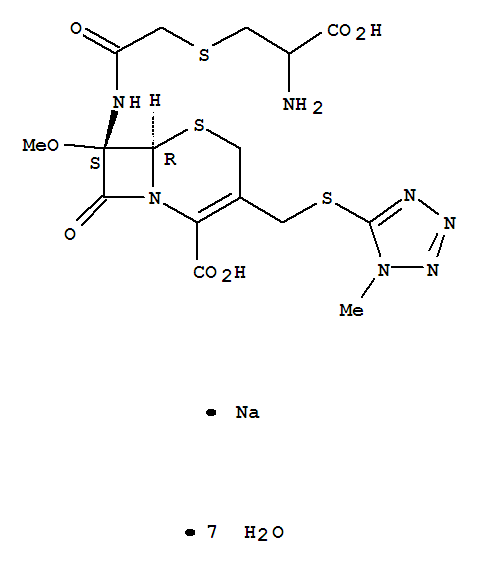 (6R-(6alpha,7alpha))-7-((((2-氨基-2-羧基乙基)硫基)乙酰基)氨基)-7-甲氧基-3-(((1-甲基-1H-四唑-5-基)硫基)甲基)-8-氧代-5-硫杂-1-氮杂双环(4.2.0)辛-2-烯-2-羧酸单钠盐七水合物