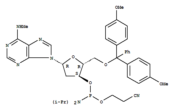 5'-O-[二(4-甲氧基苯基)苯基甲基]-2'-脱氧-N-甲基腺苷 3'-[2-氰基乙基二(异丙基)亚磷酰胺]