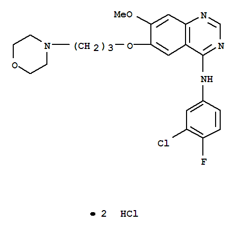 4-(3-氯-4-氟苯基氨基)-7-甲氧基-6-[3-(4-吗啉基)丙氧基]喹唑啉二盐酸盐